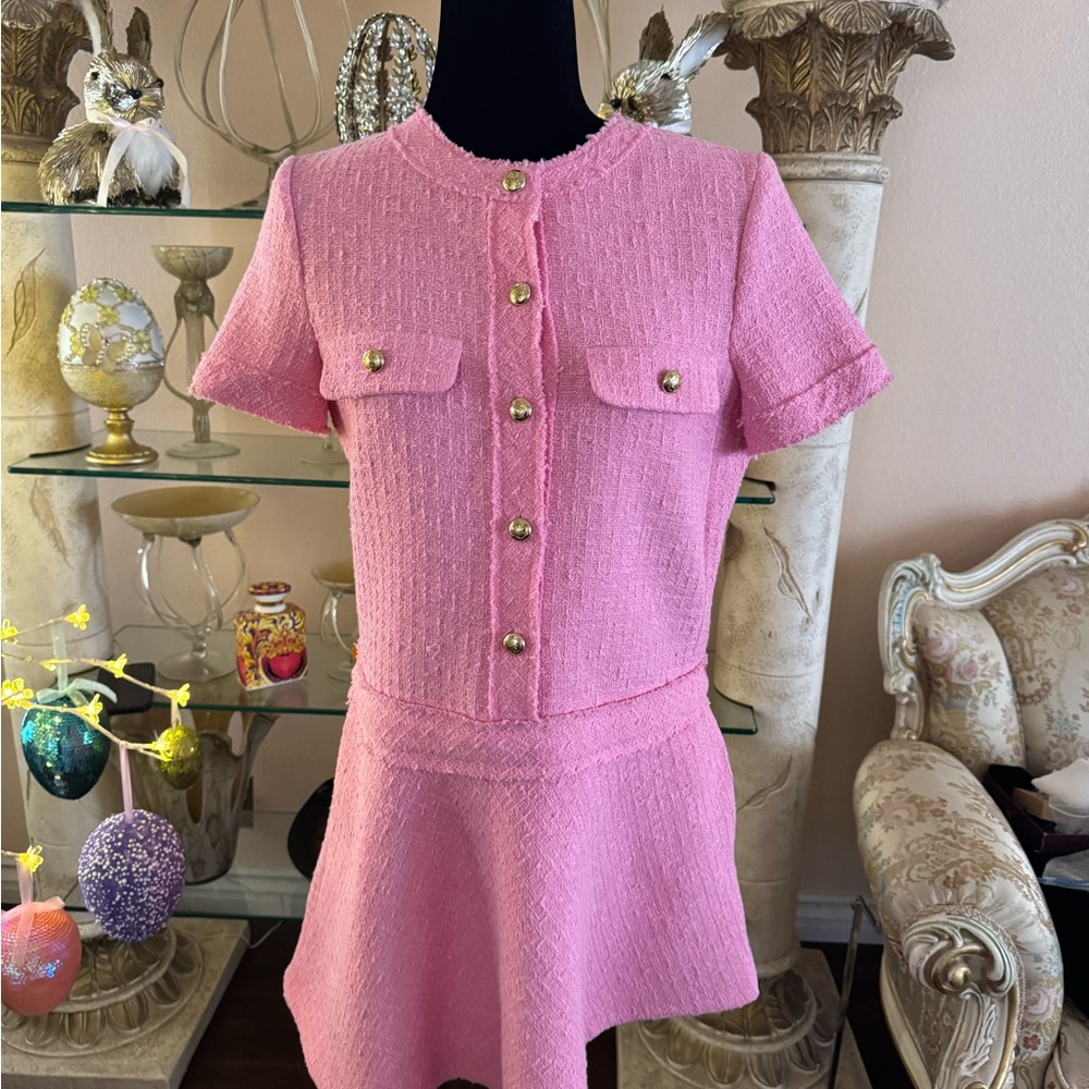 Zara Pink Tweed Dress New With Tags Size Medium